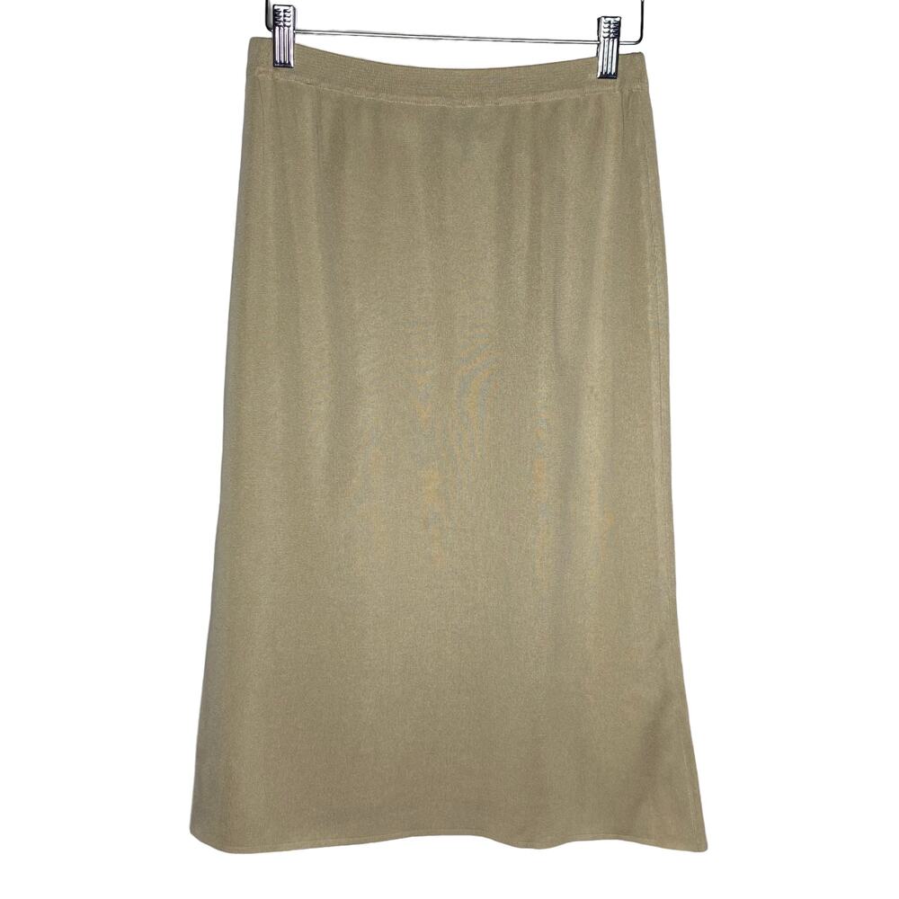Ming Wang Womens Size XS Beige Midi Skirt Pull On Elastic Waist Minimal‎ Capsule